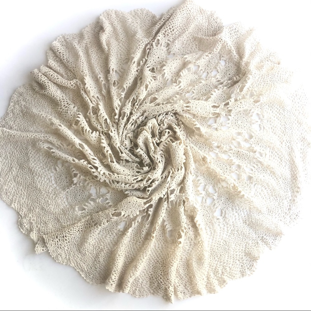 Boho handmade crochet circle 63” diameter fabric
